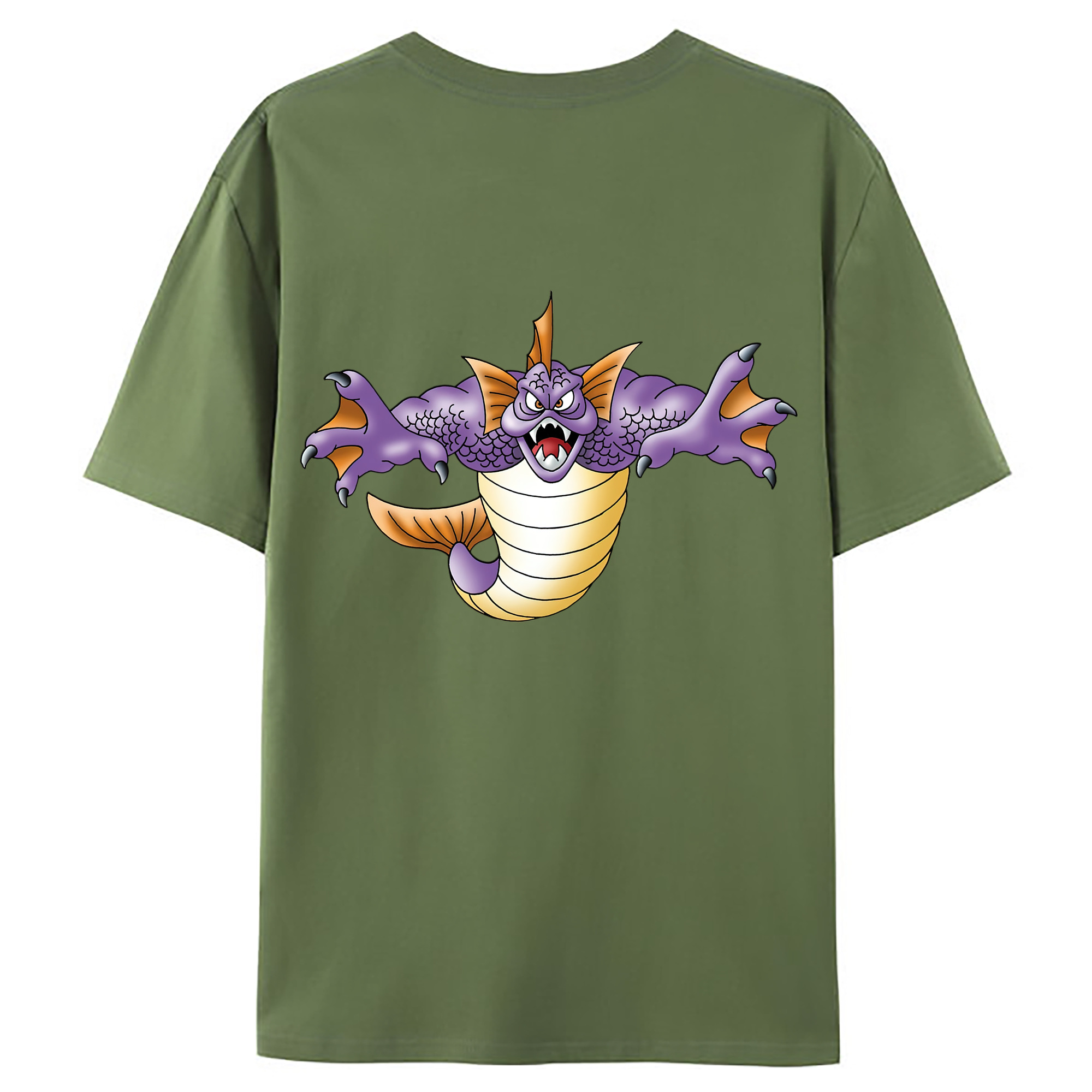（画像用） ドラゴンクエスト Doragon Kuesuto Dragon Quest 綿100％ メンズ半袖Tシャツ（バックプリント） 通気性